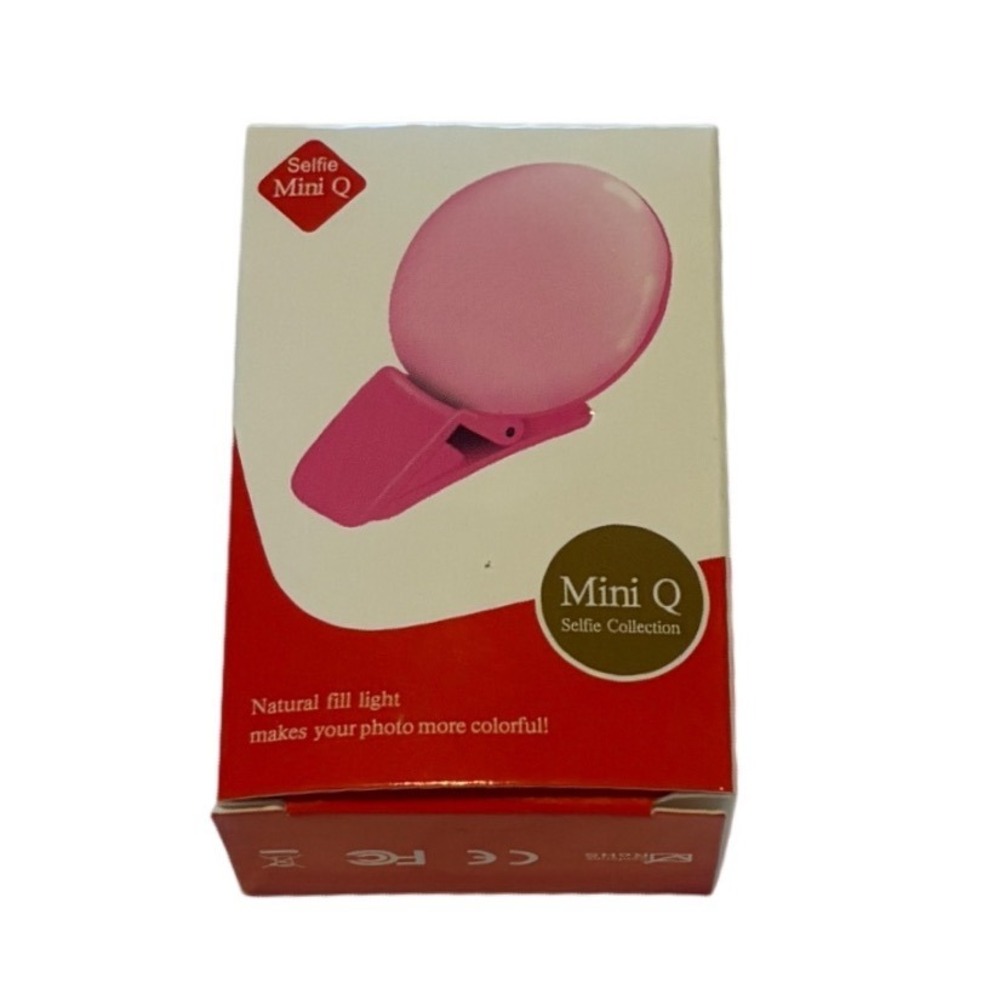 Mini Q Smartphone LED Selfie Light Pink Clip-On Rechargeable Fill Light New